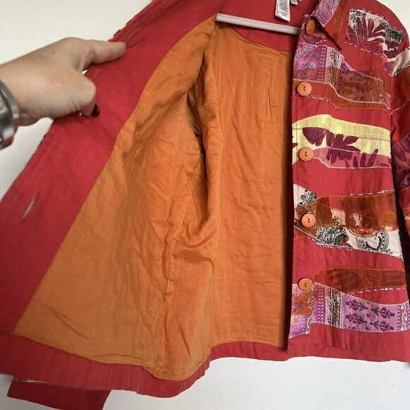 Coldwater Creek Multi-color Embroidered Patchwork Quilted Bohemian Jacket Large - Picture 3 of 10